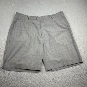 Tiger Woods Collection‎ Shorts Mens 40 Chino Flat Front Plaid Golf Outdoor Gray